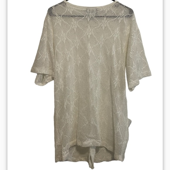 Madalana White and Black Eyelet Full Button Cover Up - Picture 3 of 14